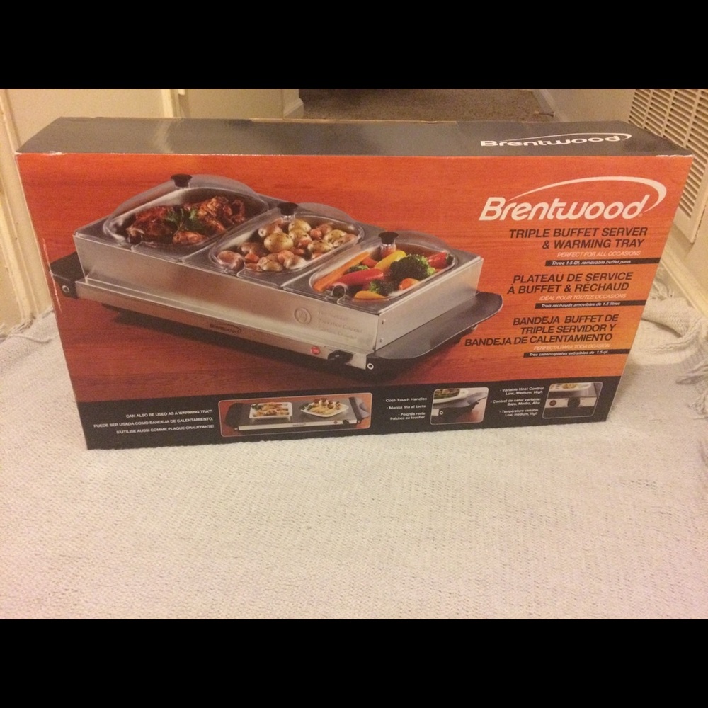 Brentwood Triple Buffet Server & Warming Tray